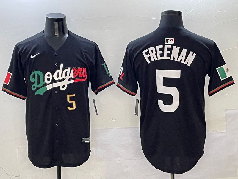 Men Los Angeles Dodgers #5 Freeman Black Mexico Nike 2025 MLB Jersey style 4